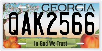 GA license plate QAK2566