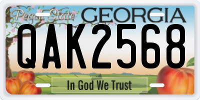 GA license plate QAK2568
