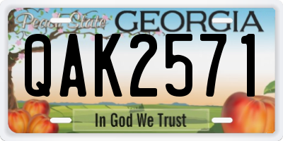 GA license plate QAK2571