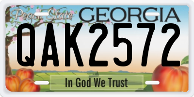 GA license plate QAK2572