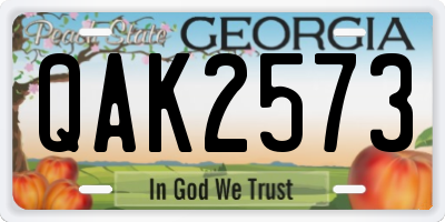 GA license plate QAK2573
