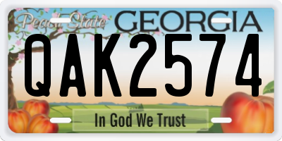 GA license plate QAK2574