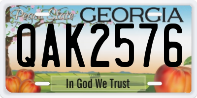 GA license plate QAK2576