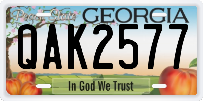 GA license plate QAK2577