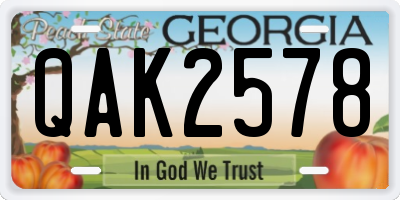 GA license plate QAK2578