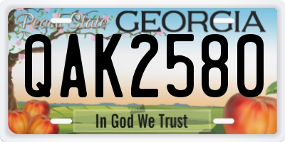 GA license plate QAK2580