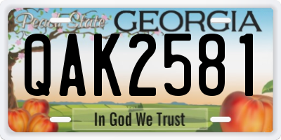 GA license plate QAK2581