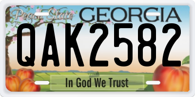 GA license plate QAK2582