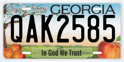 GA license plate QAK2585