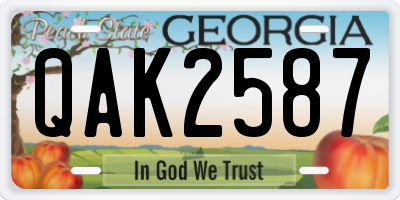 GA license plate QAK2587