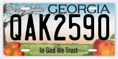 GA license plate QAK2590