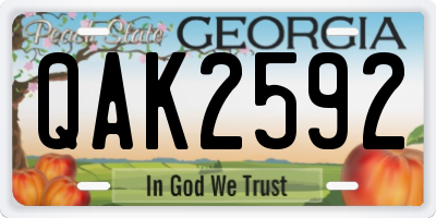 GA license plate QAK2592