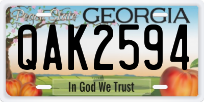 GA license plate QAK2594