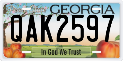 GA license plate QAK2597