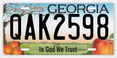 GA license plate QAK2598