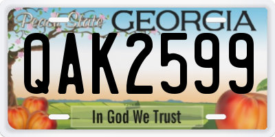 GA license plate QAK2599