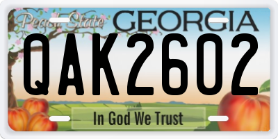 GA license plate QAK2602