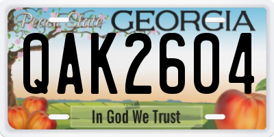 GA license plate QAK2604