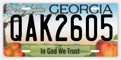 GA license plate QAK2605