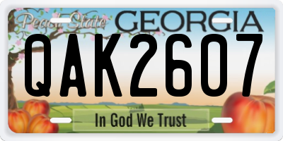 GA license plate QAK2607
