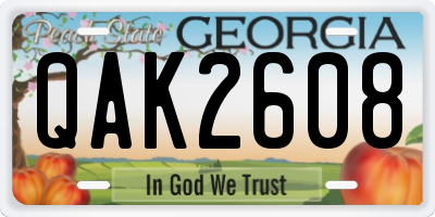 GA license plate QAK2608