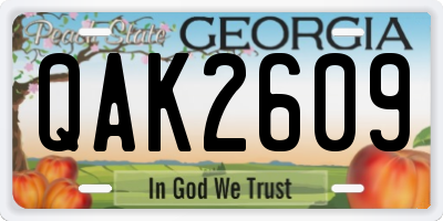 GA license plate QAK2609