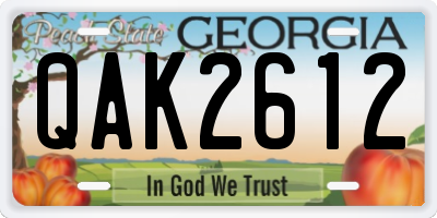 GA license plate QAK2612