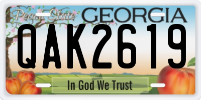 GA license plate QAK2619