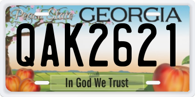 GA license plate QAK2621