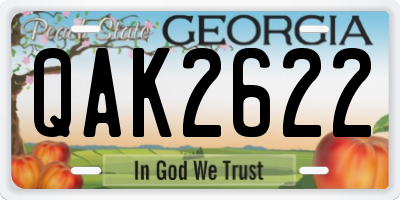 GA license plate QAK2622