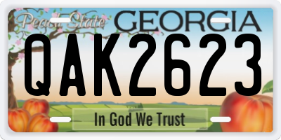 GA license plate QAK2623