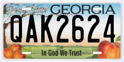 GA license plate QAK2624