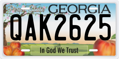 GA license plate QAK2625
