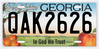 GA license plate QAK2626