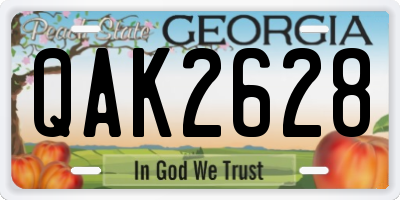 GA license plate QAK2628