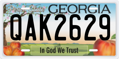 GA license plate QAK2629