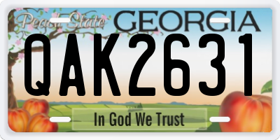GA license plate QAK2631
