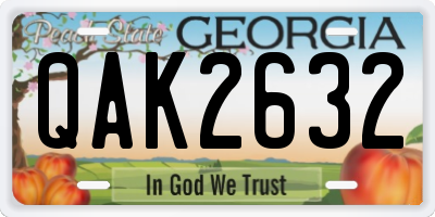 GA license plate QAK2632