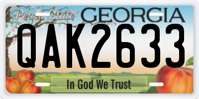 GA license plate QAK2633