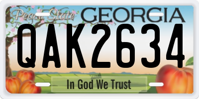 GA license plate QAK2634
