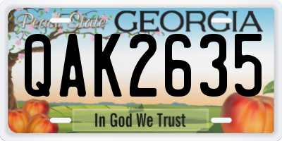GA license plate QAK2635