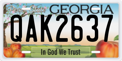 GA license plate QAK2637