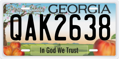 GA license plate QAK2638