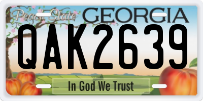 GA license plate QAK2639