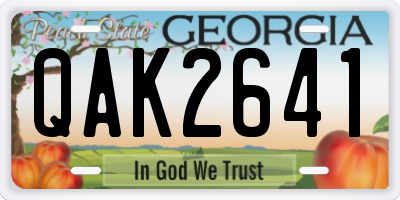 GA license plate QAK2641