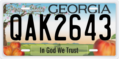 GA license plate QAK2643