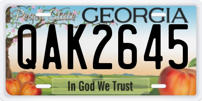 GA license plate QAK2645