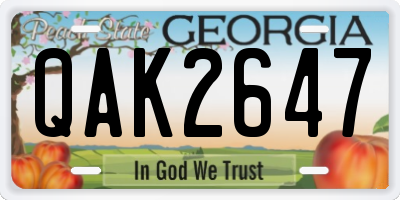 GA license plate QAK2647