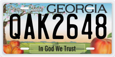 GA license plate QAK2648