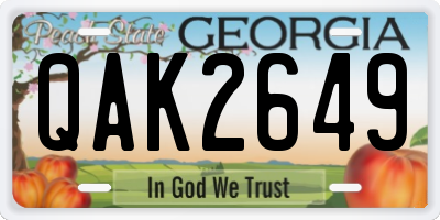 GA license plate QAK2649